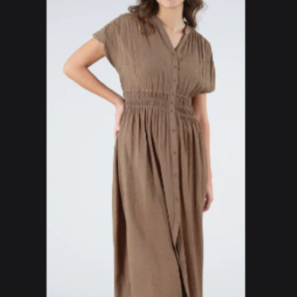 Isaac Mizrahi flowy brown short sleeve dress, size S - Picture 9 of 10